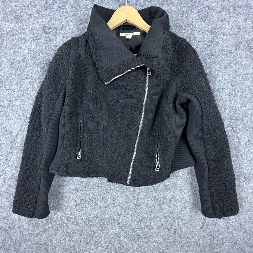 Miami Cropped Moto Jacket Womens Small Black Asymmetrical Zip Outdoor Biker